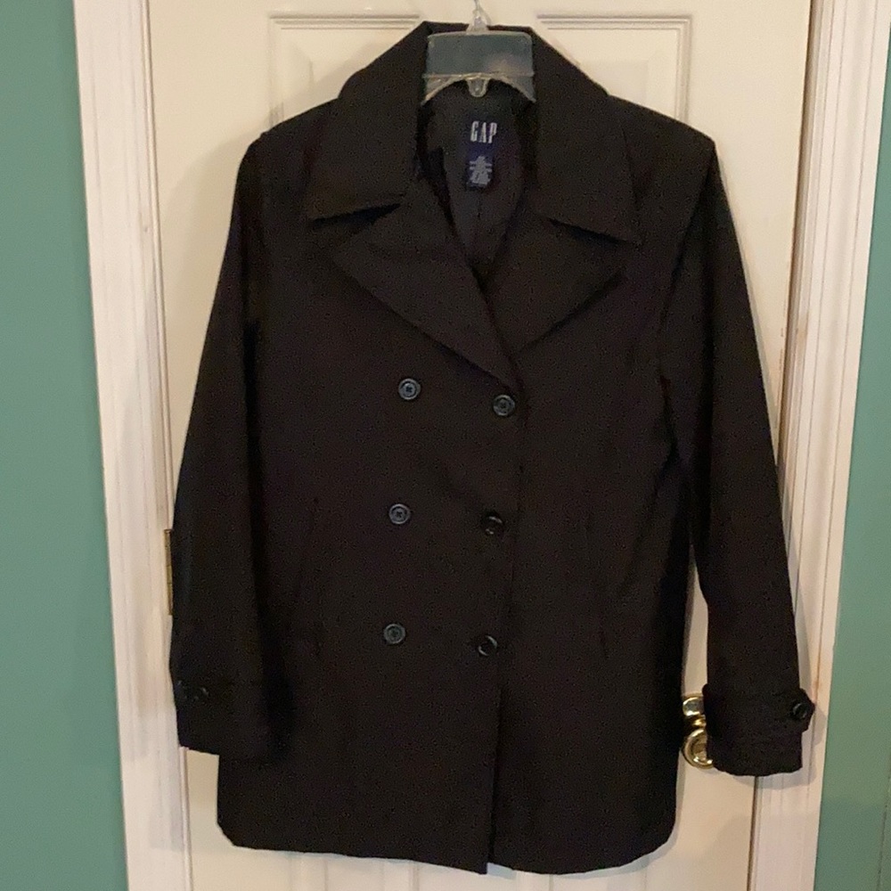 Black pea coat style rain coat